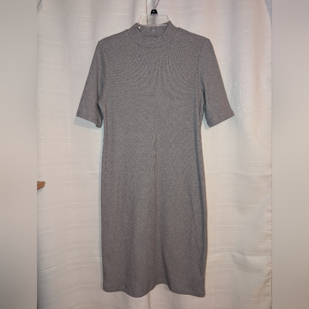 Old Navy rib knit midi dress, gray, size M
